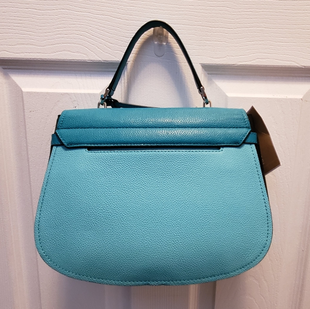 Michael Kors Large Satchel Turquoise Aqua Black Colorblock - BNWT 💙 - Picture 4 of 7